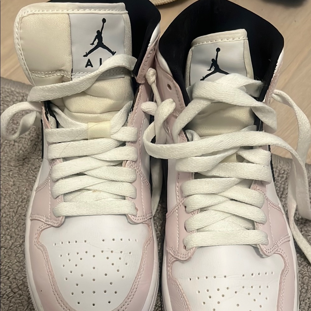 Nike Air Jordan White and Pink High Tops